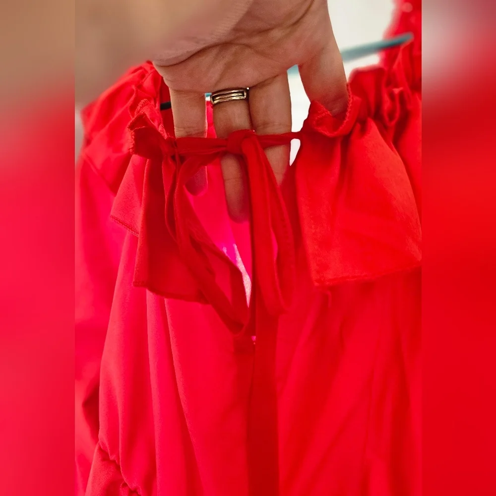 SHEIN Off Shoulder Red Peplum Top - Picture 2 of 5